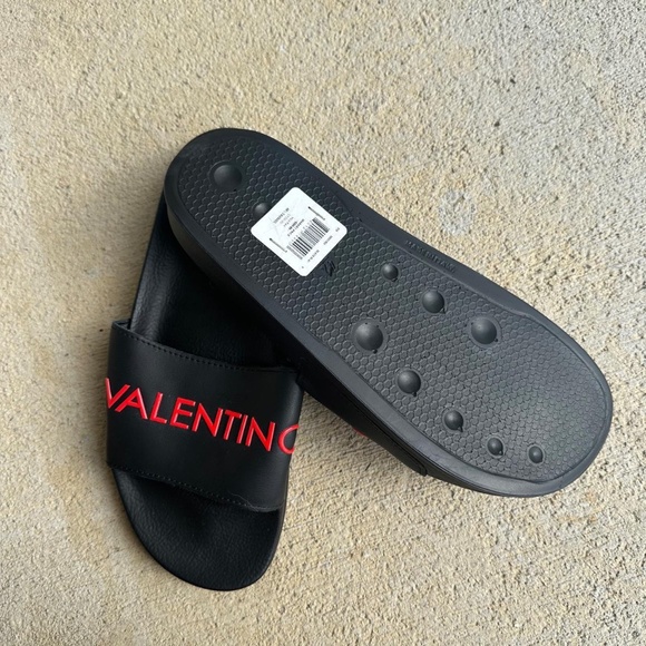 Black and Red Valentino Slides